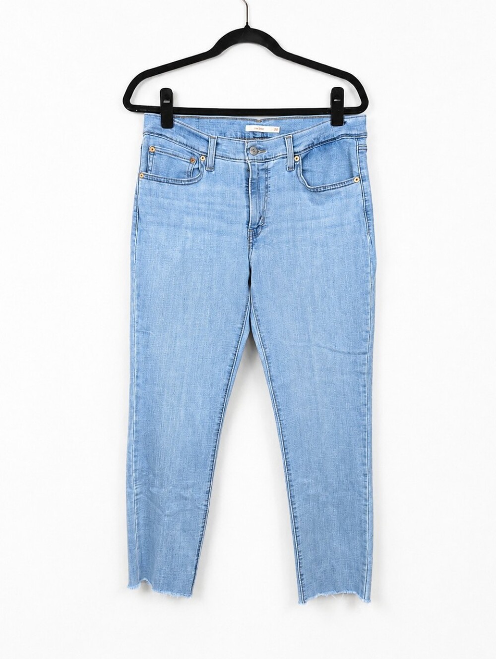Levi's Women's W30 L27 Light Wash Straight Leg Jeans Raw Hem Cropped Denim